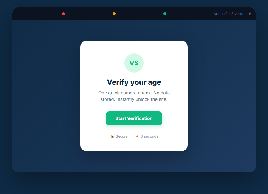 VeriSelf age verification gate